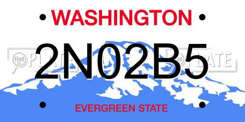 2N02B5 Washington License Plate