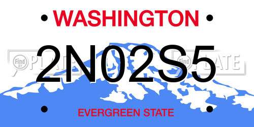 2N02S5 Washington License Plate