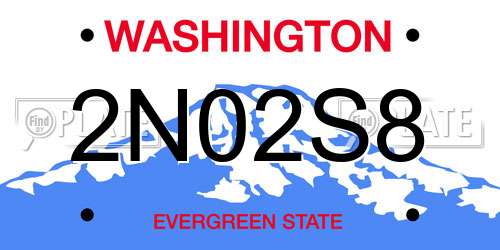 2N02S8 Washington License Plate