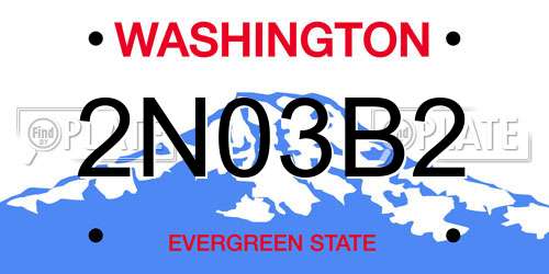 2N03B2 Washington License Plate