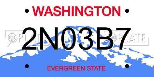 2N03B7 Washington License Plate