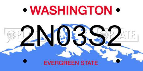 2N03S2 Washington License Plate