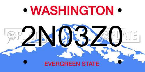 2N03Z0 Washington License Plate