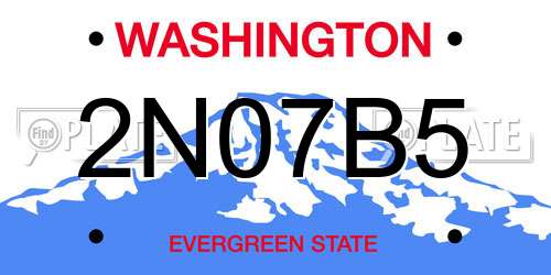 2N07B5 Washington License Plate