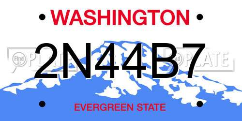 2N44B7 Washington License Plate