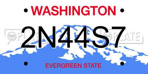 2N44S7 Washington License Plate