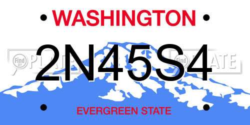 2N45S4 Washington License Plate