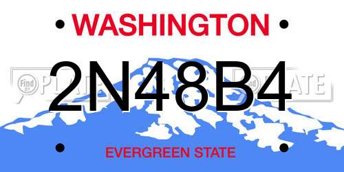 2N48B4 Washington License Plate