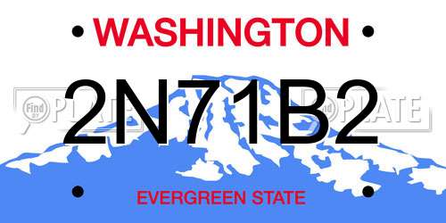 2N71B2 Washington License Plate