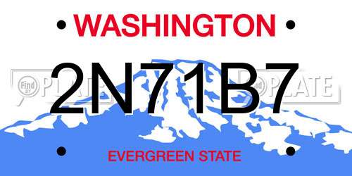 2N71B7 Washington License Plate