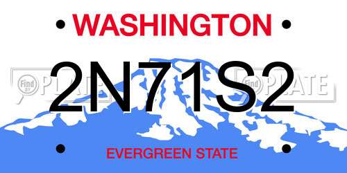 2N71S2 Washington License Plate