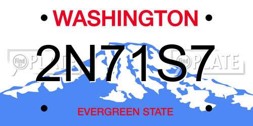 2N71S7 Washington License Plate