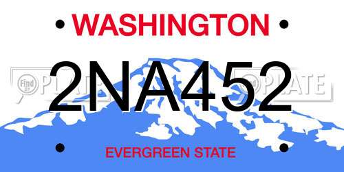 2NA452 Washington License Plate
