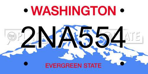 2NA554 Washington License Plate