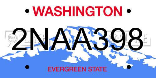 2NAA398 Washington License Plate