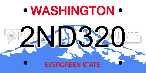 2ND320 Washington License Plate