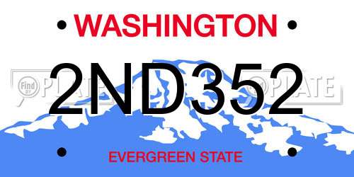 2ND352 Washington License Plate