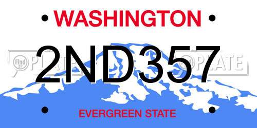 2ND357 Washington License Plate