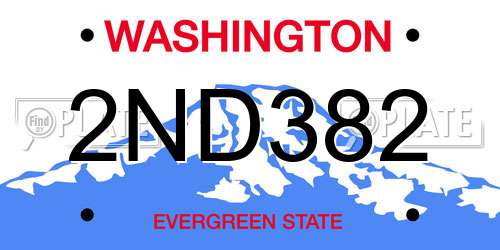 2ND382 Washington License Plate
