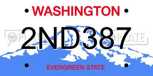 2ND387 Washington License Plate