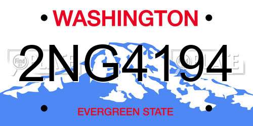 2NG4194 Washington License Plate