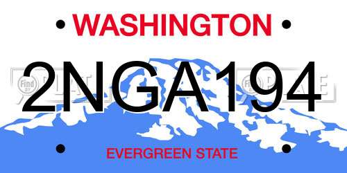 2NGA194 Washington License Plate