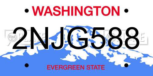 2NJG588 Washington License Plate