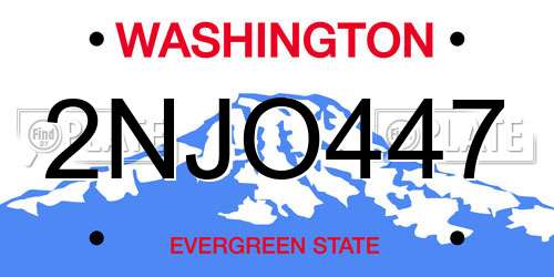 2NJO447 Washington License Plate