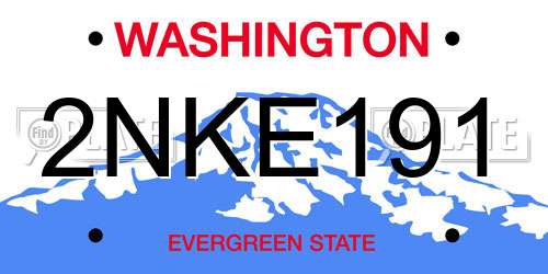 2NKE191 Washington License Plate