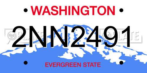 2NN2491 Washington License Plate