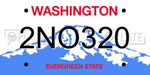 2NO320 Washington License Plate