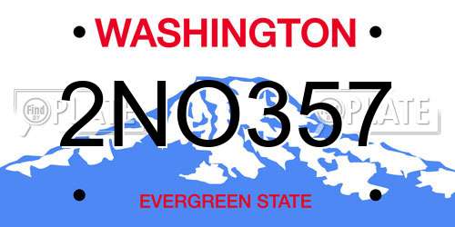 2NO357 Washington License Plate