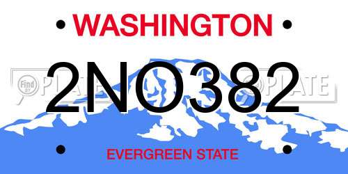 2NO382 Washington License Plate