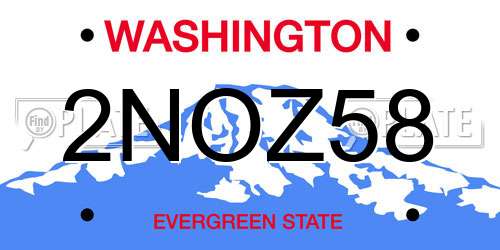 2NOZ58 Washington License Plate