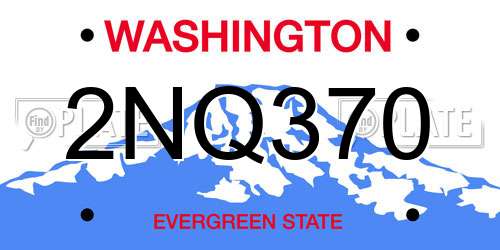 2NQ370 Washington License Plate