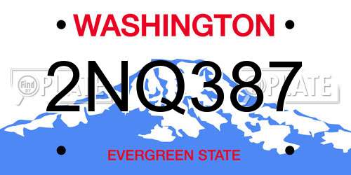2NQ387 Washington License Plate