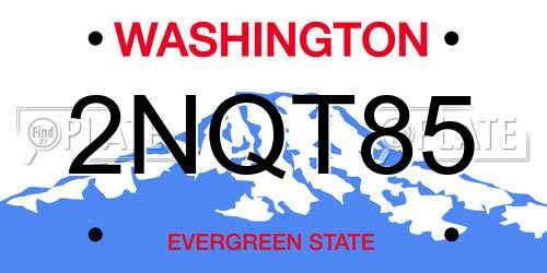 2NQT85 Washington License Plate