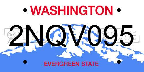 2NQV095 Washington License Plate