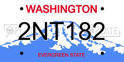 2NT182 Washington License Plate