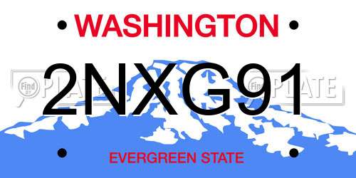 2NXG91 Washington License Plate