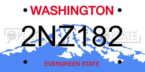 2NZ182 Washington License Plate