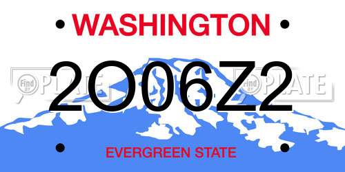 2O06Z2 Washington License Plate