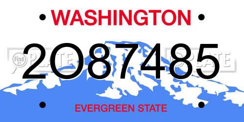 2O87485 Washington License Plate