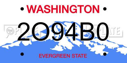 2O94B0 Washington License Plate