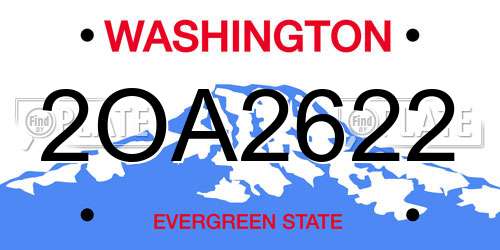 2OA2622 Washington License Plate