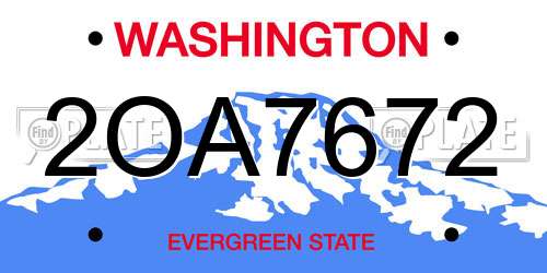 2OA7672 Washington License Plate