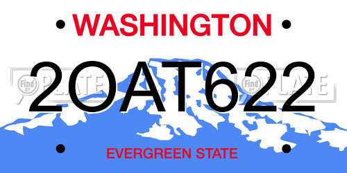 2OAT622 Washington License Plate