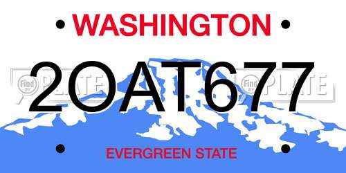 2OAT677 Washington License Plate
