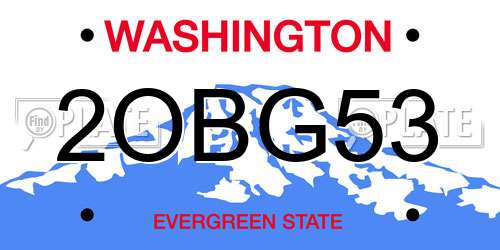 2OBG53 Washington License Plate