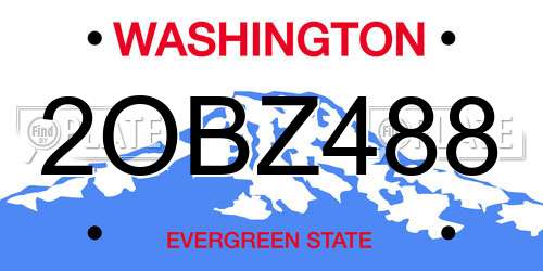 2OBZ488 Washington License Plate